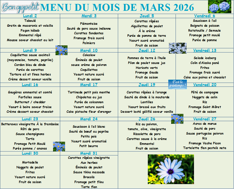 Menu mars