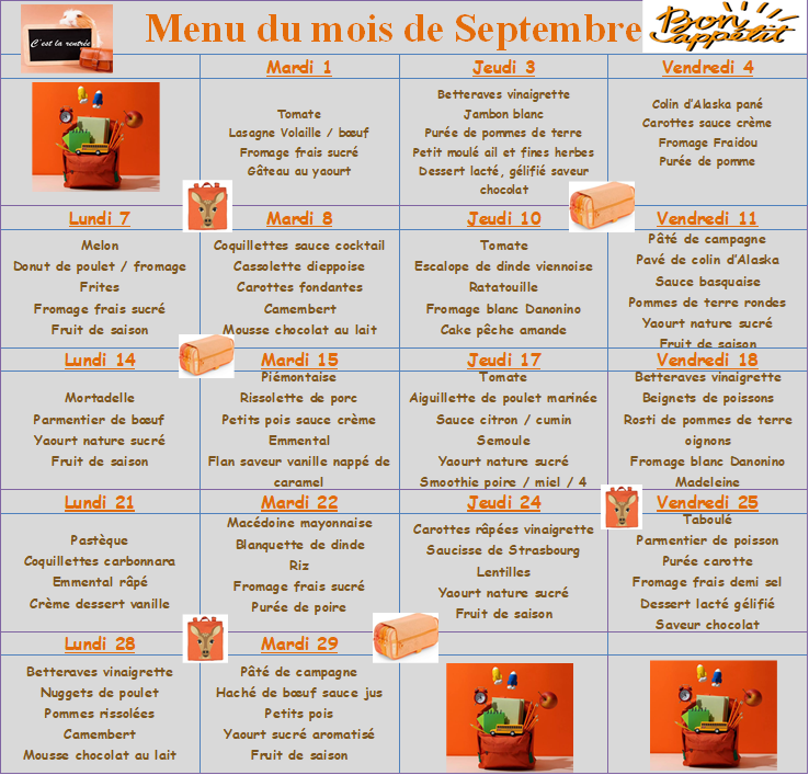 Menu septembre